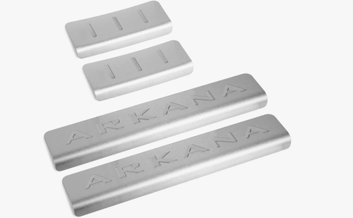 Накладки на пороги ШТАТНЫЕ для Renault Arkana (Рено Аркана) 2019- , нерж. сталь, с надписью, 4 шт., 7711821147