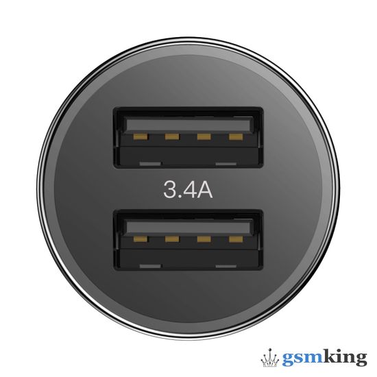 Baseus Small Screw 3.4A Dual-USB Lightning Car Charging Set Black TZXLD-A01