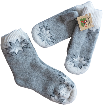 Комплект носочки и варежки "Кристалл серый"