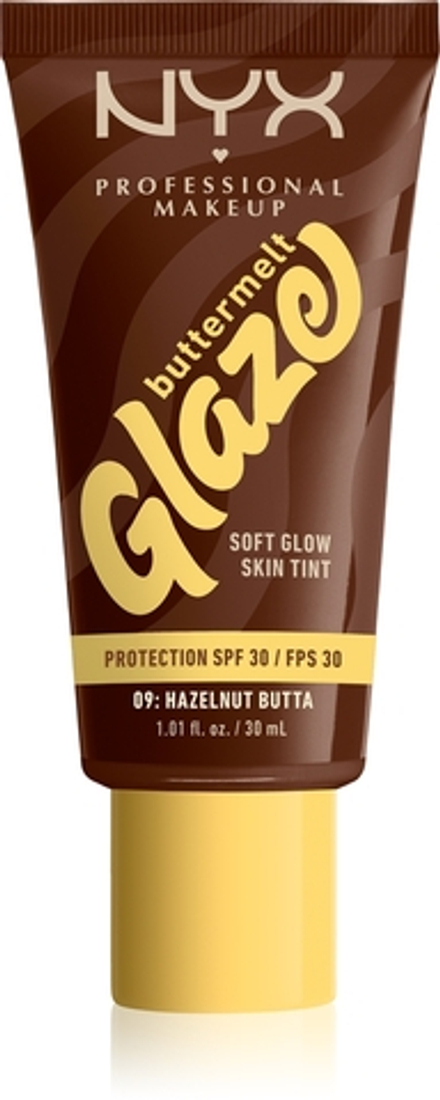 NYX Professional Makeup Buttermelt Glaze - Тонирующий крем для лица с SPF 30 оттенок 09 Hazelnut Butta, 30 ml