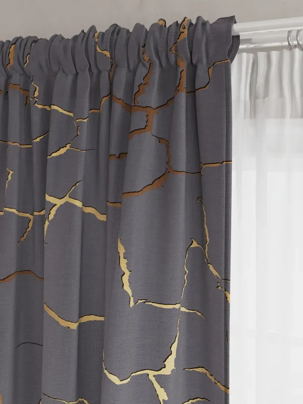 Штора тканевая на кухню,для спальни "Кракле серый" 150х200 1шт