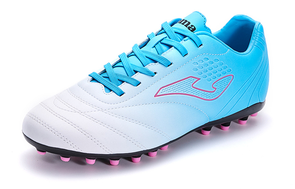 JOMA Homer round head lace-up MG (rubber short nails) non-slip wear-resistant football shoes men's white/light blue