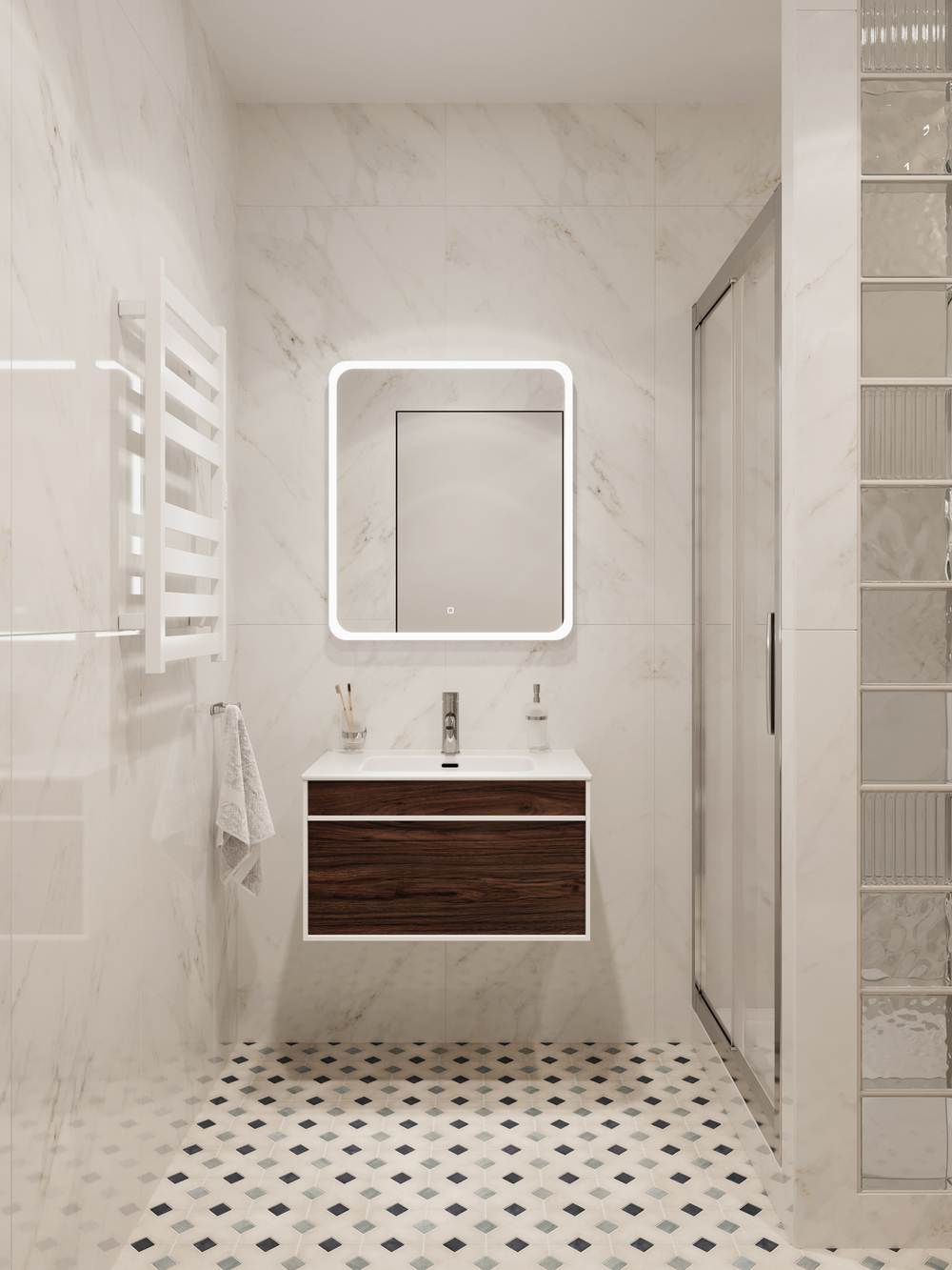 Полотенцесушитель электрический EWRIKA Пенелопа G 80x55 см, подключение справа, слева, матовый белый, лесенка, из стали