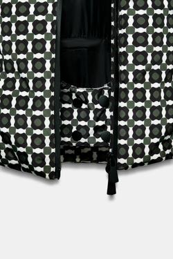 ZARA ВЕТРОЗАЩИТНАЯ КУРТКА С КАПЮШОНОМ, ЗЕЛЕНЫЙ/ЭКРЮ