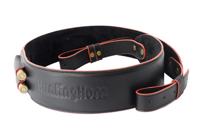 Погонный ремень-патрон кожанный, черный