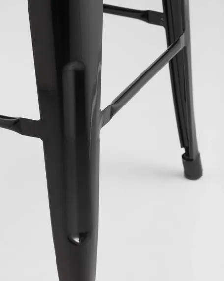 Стул полубарный TOLIX WOOD со спинкой черный глянцевый