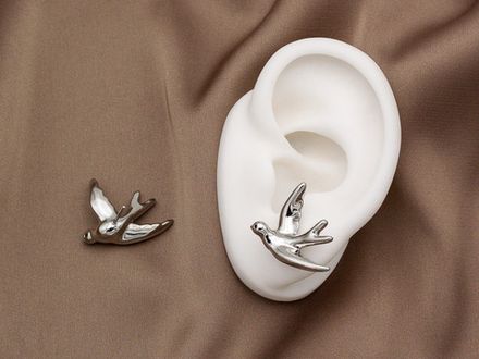 Серьги-гвоздики "Ласточки", 23мм