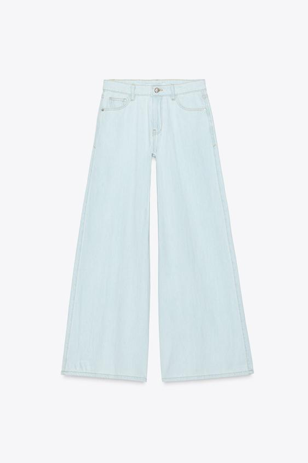 ZARA ДЖИНСЫ Z1975 FULL LENGTH ПАЛАЦЦО СО СРЕДНЕЙ ПОСАДКОЙ, ГОЛУБОЙ