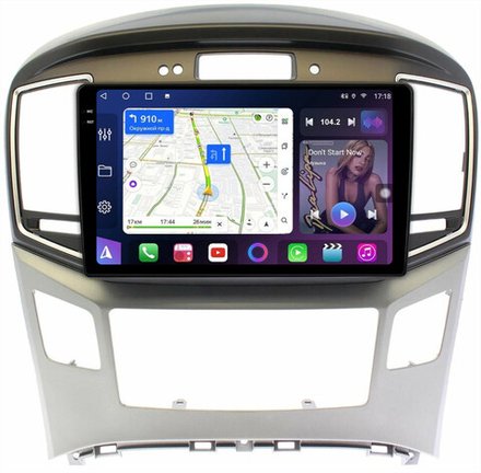 Магнитола для Hyundai H1, Grand Starex 2015-2022 (ШГУ монохром, авто с часами) - FarCar 7000F3 монитор 9.5" 2K QLED на Android 13, TS10, CarPlay, 4G SIM-слот