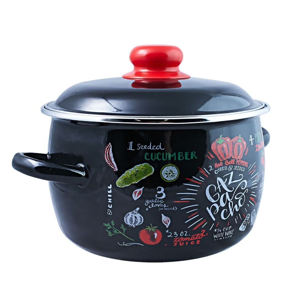 Кастрюля сталь, эмал, 2 л, с крыш, крышка сталь, Appetite, Gazpacho, 1RC161M, индукц