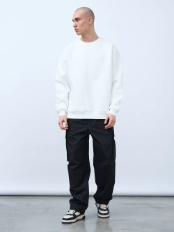 Свитшот оверсайз, с начесом (белый)