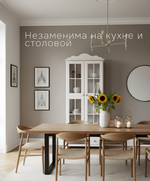 Шкаф витрина 2 двери 1 ящик Бритта из массива сосны, белый