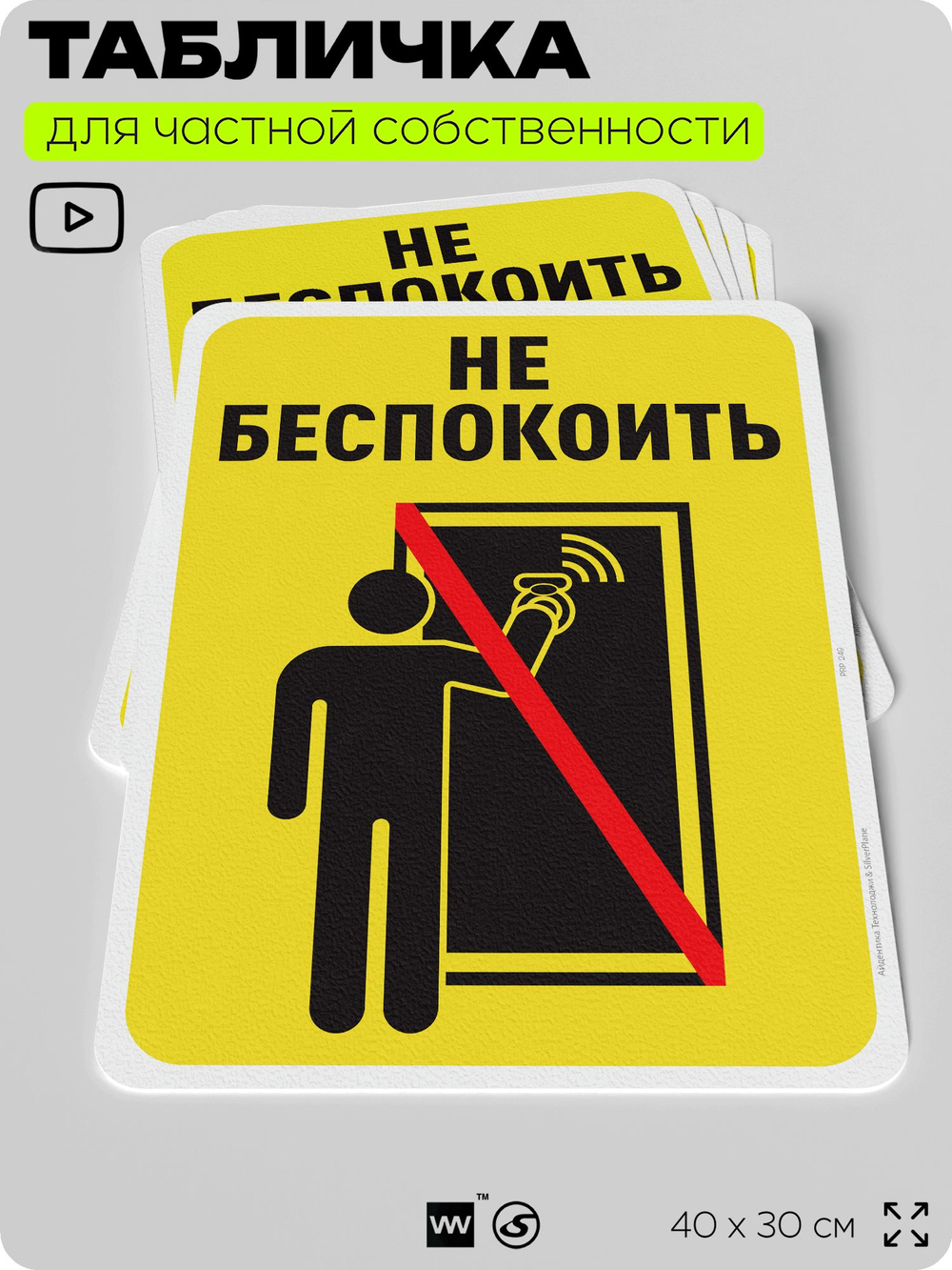 Табличка для частной территории "Не беспокоить", на дом, для участка, организаций и частных территорий, предупреждающая, 40х30 см, Silver Plane x Айдентика Технолоджи