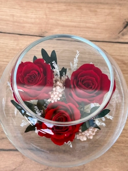 натуральные кустовые розы в стекле, вакуум