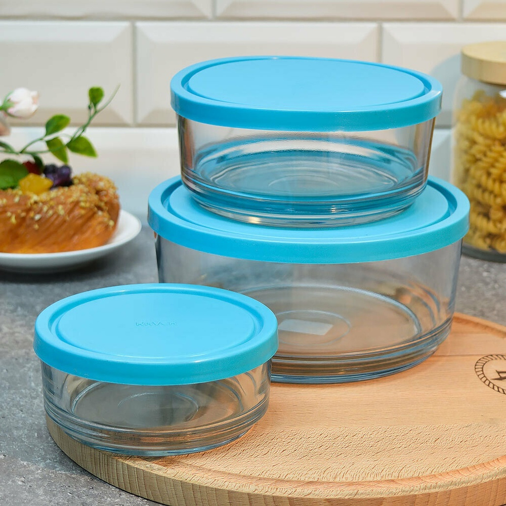 Набор емкостей для хранения продуктов 3 предмета (420мл, 840мл, 1500мл) "Aban", 0318/SE0318BCL