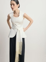 Молочный корсетный топ из атласа "Muse Blanc"