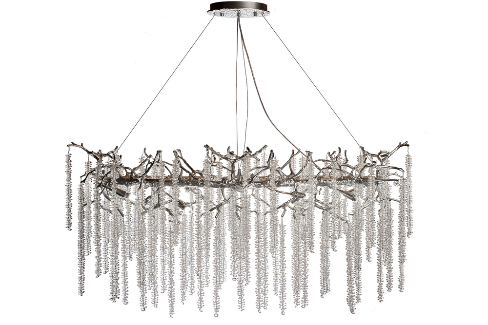 Люстра 120х45см Garda Decor серебряная со стеклянными подвесками