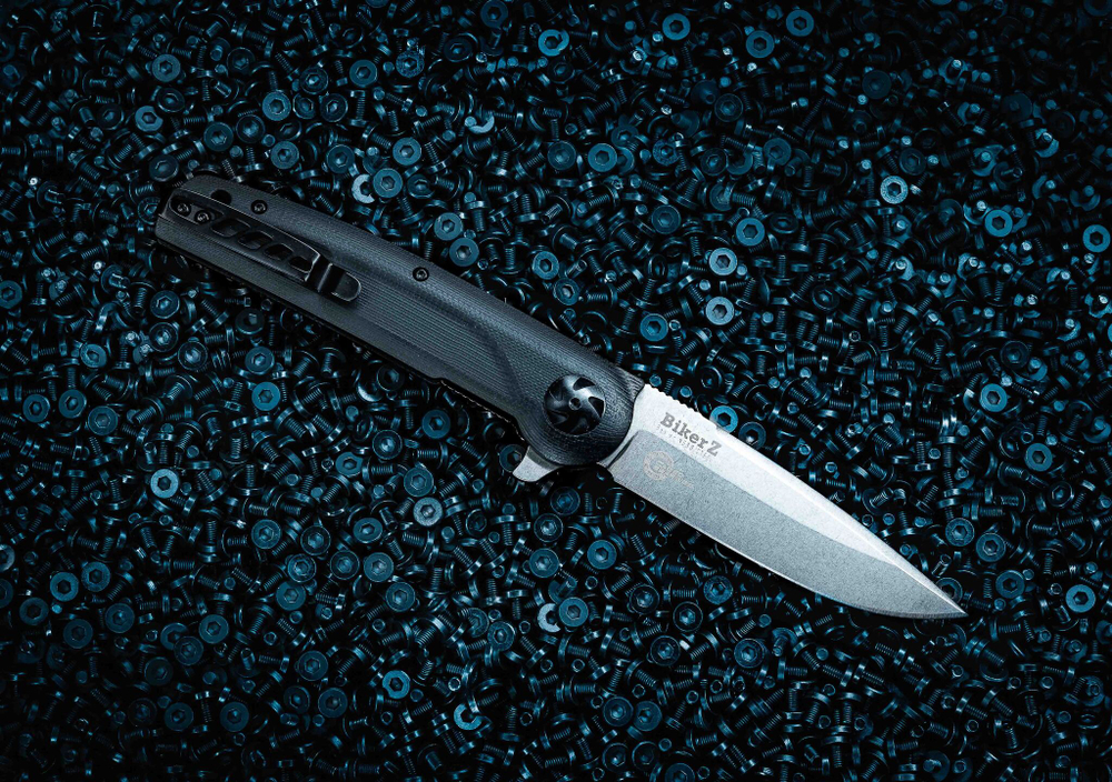 Складной нож Biker Z N690 StoneWash Black G10