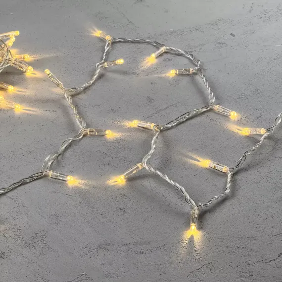 Светодиодная гирлянда с колпачком 100 теплых белых LED ламп 10 м., 24В., прозрачный провод ПВХ, IP65, LTC (PST100CAP-10-1WW)