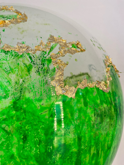 Шар гигант стекло с краской/поталь/логотип зеленый Fitness№357