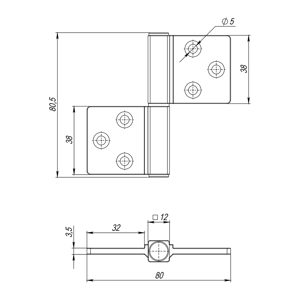 Петля универсальная флажковая FL.IN3800.US FSG флорентийское золото