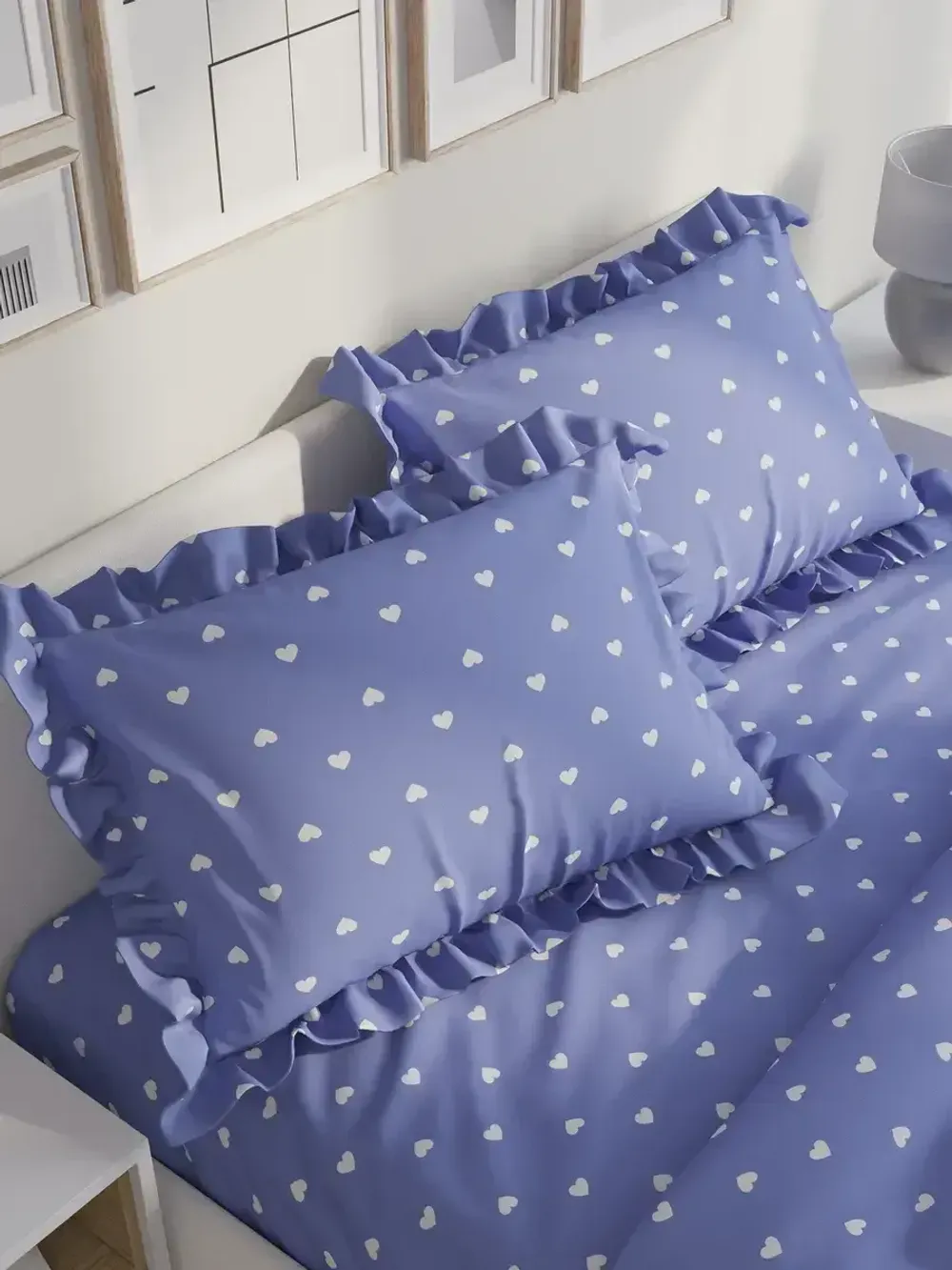 Декоративная наволочка с рюшами, оборками "Ассоль" 50х70 см, 1 шт, без молнии