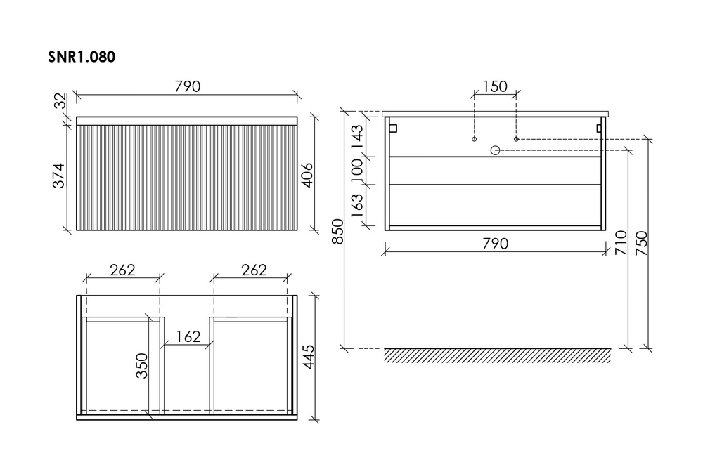 Тумба подвесная SANCOS Snob R 1.0 790х445х406, c одним ящиком оснащенным доводчиками, Doha Soft , арт.SNR1.080SM