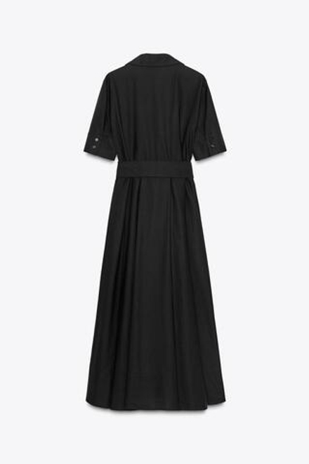 ZARA ПЛАТЬЕ МИДИ ИЗ ПОПЛИНА — ZW COLLECTION, ЧЕРНЫЙ