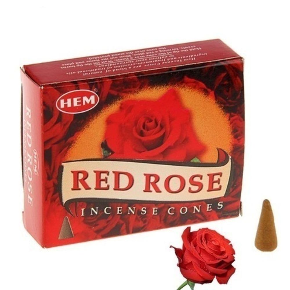 HEM Red Rose Благовоние-конус Красная Роза, 10 шт