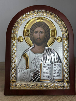 Спаситель, икона арочная, красное дерево 175х225