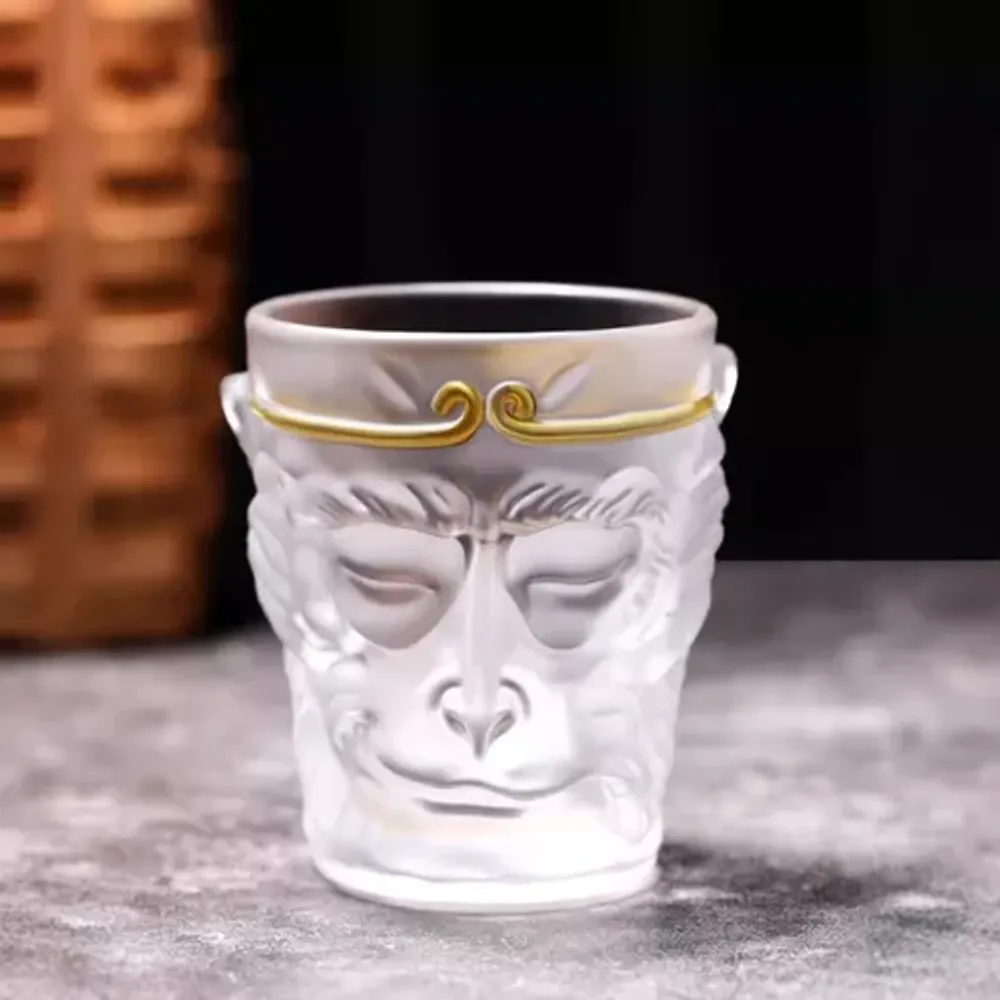 Чашка 240 мл чайно-кофейная без ручки матовая Monkey King Barista d 7,3 см h9 см стекло Barbossa [1]