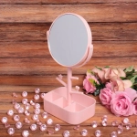 Зеркало настольное с органайзером «High Tech - Monako», двустороннее, цвет розовый, 16,5*30см