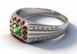 Ювелирное кольцо из серебра 925 пробы,вставка цитрин,хризолит,размер19