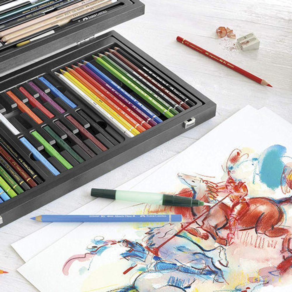 Набор художественный FABER-CASTELL "Art & Graphic Compendium", 54 предмета, деревянный ящик, 110088