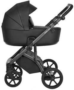 Детская коляска Roan Bass Next Кожа 3 в 1 с автокреслом Tutis Elo Lux EduSky Black RN088/1 Black/Black