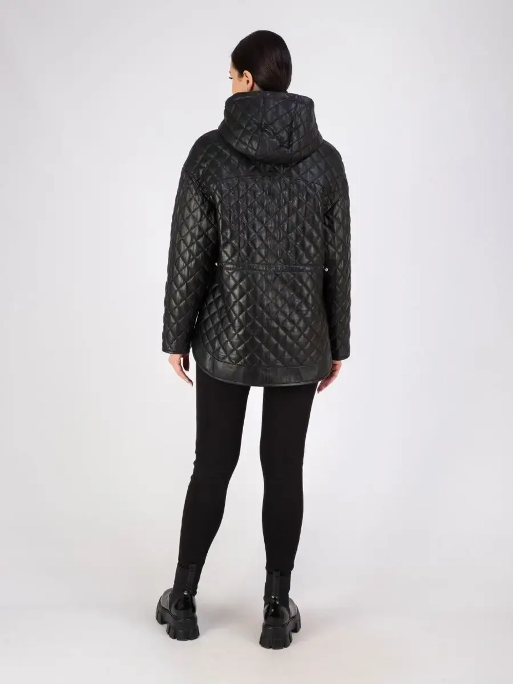 Куртка кожаная двухсторонняя с капюшоном демисезон