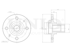 Ступица передняя (без ABS) UNIO HUB-20238