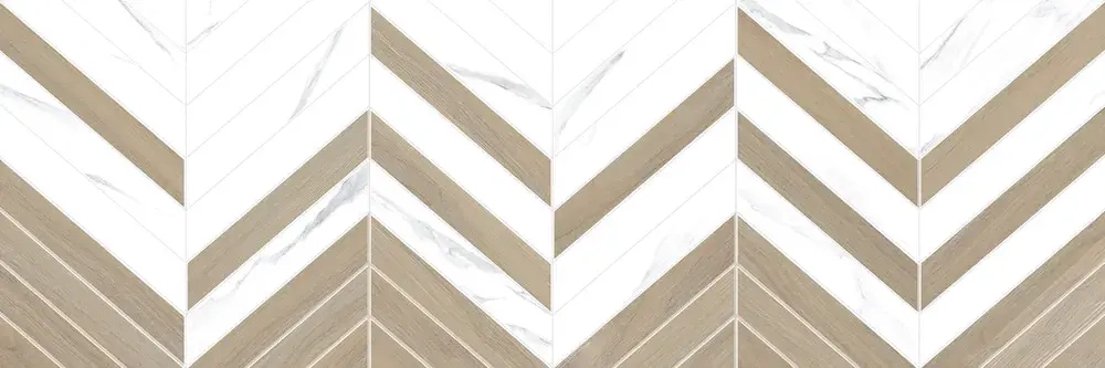 Настенная плитка Alma Ceramica TWU11TOK014 Tokio 200x600 белая / бежевая глянцевая с орнаментом