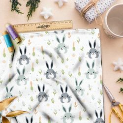 Ткань премиум дюспо мультяшные зайцы