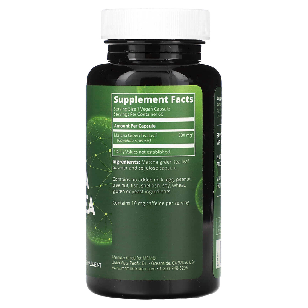 MRM Nutrition, Зеленый чай матча, 60 веганских капсул (500 мг на капсулу)