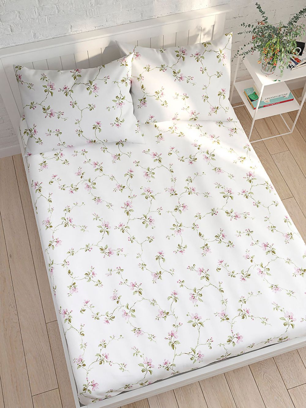 Постельное белье сатин Milky Garden "Весна" 1,5-сп Наволочка 50x70 см 1 шт Простынь 150x215 см Пододеяльник 145x215 см