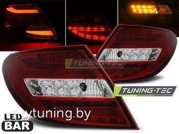 Задние фонари Mercedes C W204 red white led bar