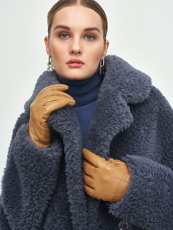 Шуба женская чебурашка тедди экомех, графитовая, SilverFox (арт. 1188-101)