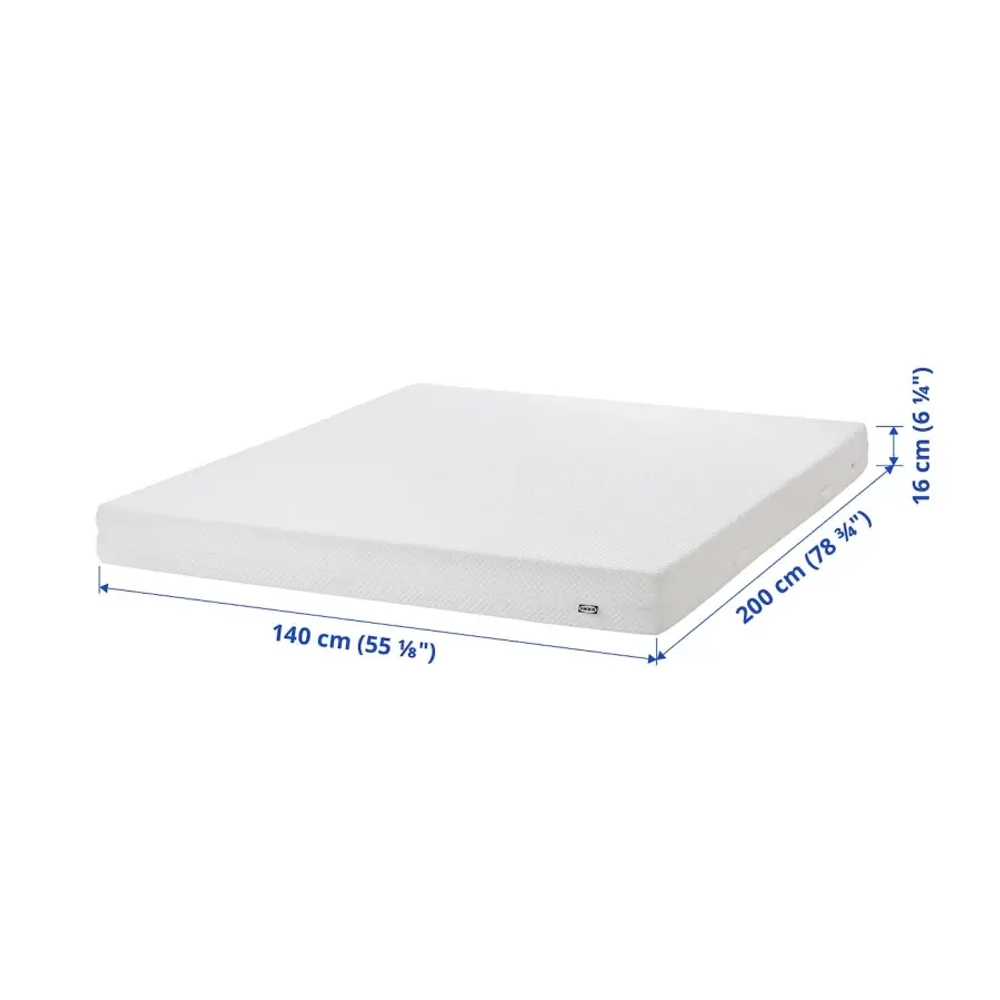 Матрас для двуспальной кровати - IKEA ÅBYGDA/АБЮГДА ИКЕА, 140x200 см,белый
