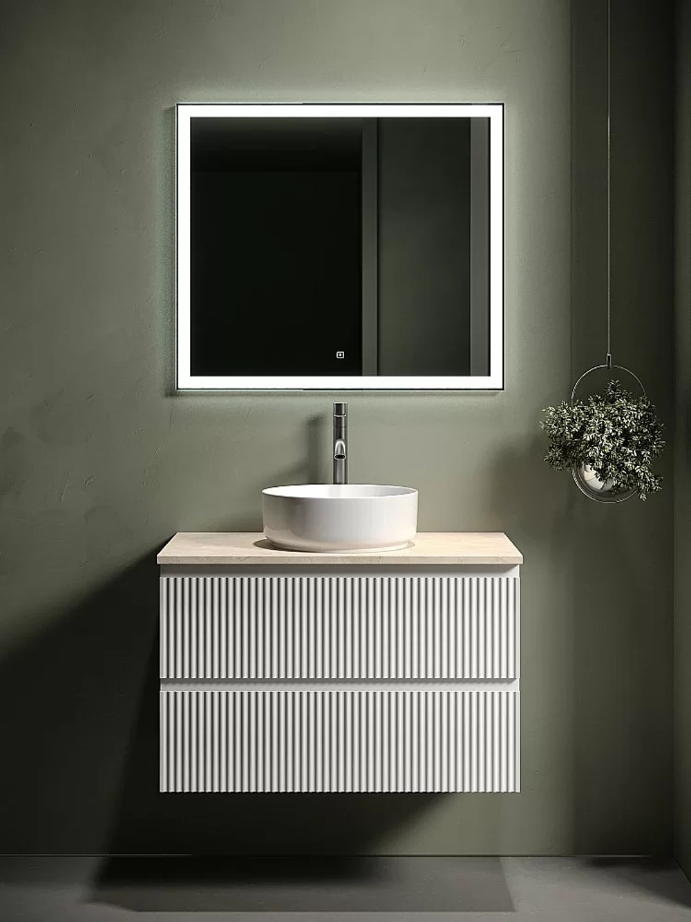 Тумба с раковиной Sancos SNOB R 80 со столешницей, белая матовый