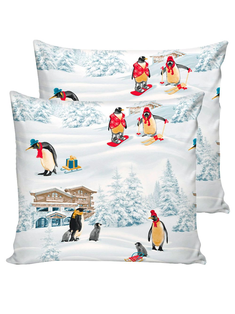 Наволочка комплект 2шт перкаль Сказка "Лапландия" 70x70 см на молнии