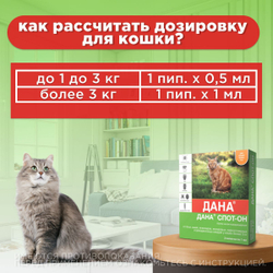 Капли на холку от блох, клещей, вшей и власоедов для кошек более 3 кг Дана Спот-Он (Apicenna), 2 пипетки Фипронил