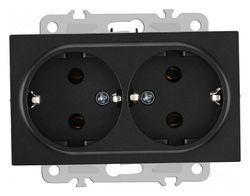 Розетка двойная с заземлением, без рамки Arte Milano am-206 206.40-2.black