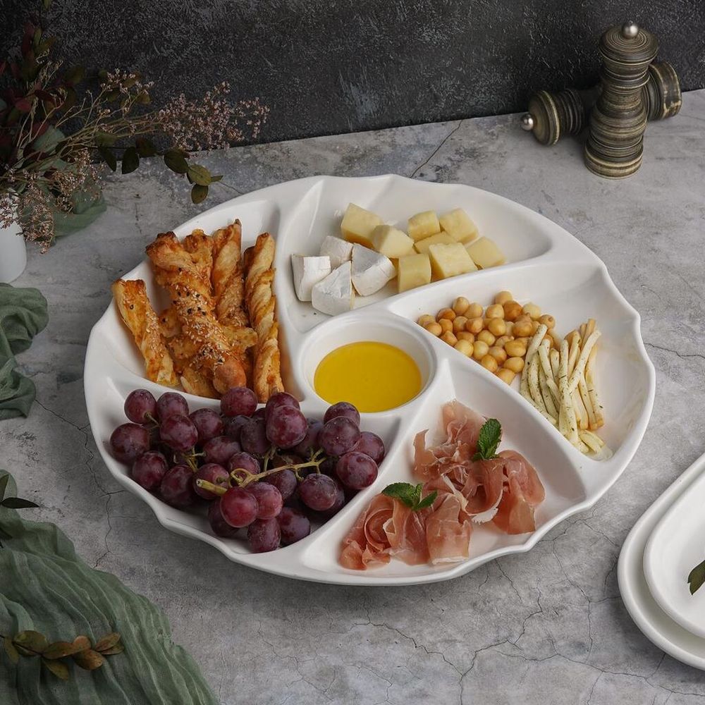 Менажница d 39,5 см h4,5 см 6 отделений белая фарфор NEW P.L. Proff Cuisine [1]