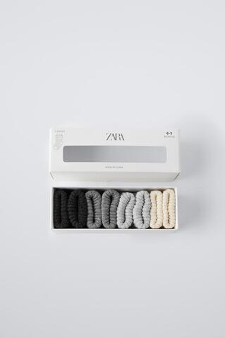 ZARA НАБОР ИЗ ЧЕТЫРЕХ ПАР НОСКОВ РАЗНЫХ ЦВЕТОВ, СЕРЫЙ